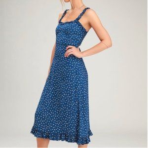 Faithfull The Brand Noemie Blue Floral Dress XS